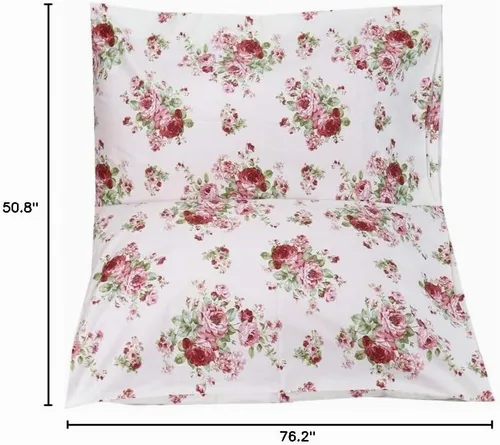 Vista 9 de Paquete de 2 fundas de almohada de algodón con diseño de flores para cabello y piel, 600 hilos, fundas de almohada Queen con cierre de sobre