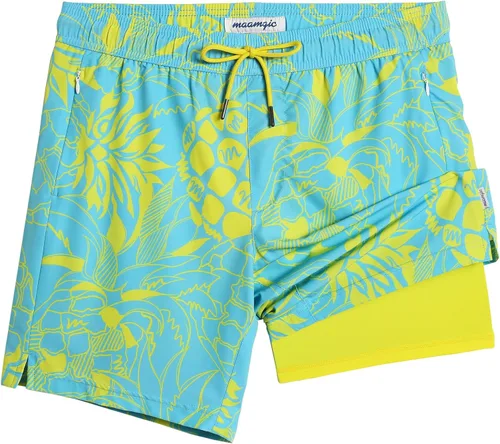 Vista 22 de maamgic Traje de Baño para Hombre 2 en 1, Pantalones Cortos de Natación de 17.8 cm para Hombre, Trajes de Baño, Pantalones Cortos de Tabla