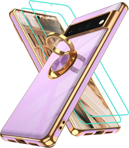 Vista 345 de Funda para Motorola Moto G 5G 2024: Funda Moto G Play 5G 2024 con 2 piezas de protectores de pantalla, soporte de anillo de rotación de 360°