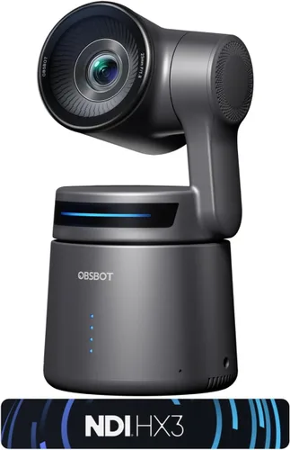Vista 10 de OBSBOT Tiny PTZ 4K Webcam, Encuadre y enfoque automático alimentado por IA, cámara de videoconferencia 4K con micrófonos omnidireccionales duales