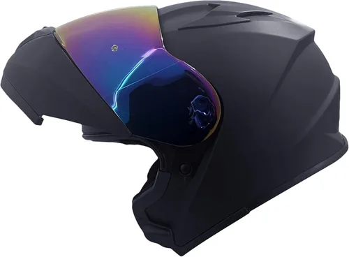 Vista 2 de KRN Casco de motocicleta modular reversible para adultos - Casco de calle aprobado por DOT, para carreras y con visor colorido y pasamontañas