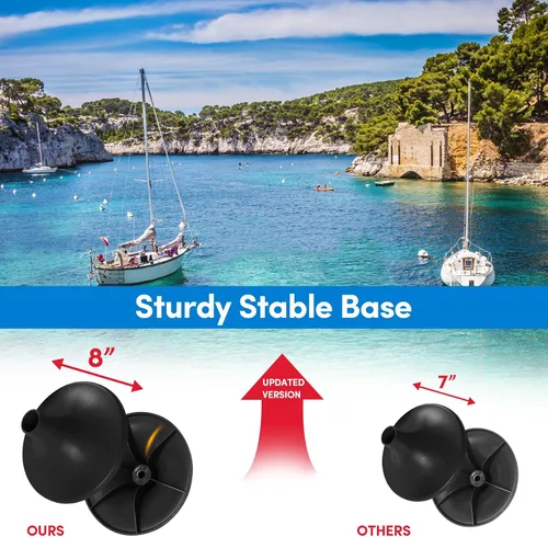 Vista 2 de Paquete de 2 postes de soporte para cubierta de barco, sistema de soporte de cubierta de barco ajustable en altura con base redonda de 8 pulgadas
