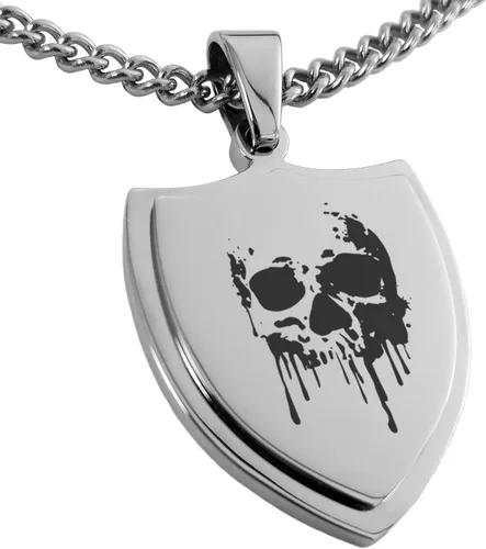 Vista 6 de Collar con colgante de escudo de dioses griegos de acero inoxidable