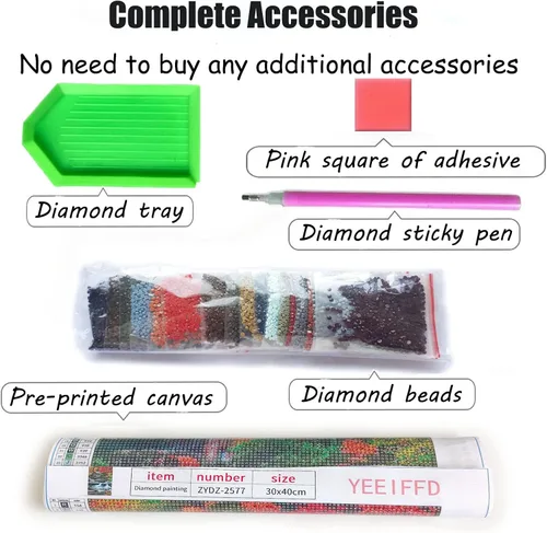 Vista 6 de YEEIFFD Kits de pintura de diamantes para adultos, Border Collie Perros DIY 5D Redondo Completo Taladro Diamante Puntos Pintura con Diamantes