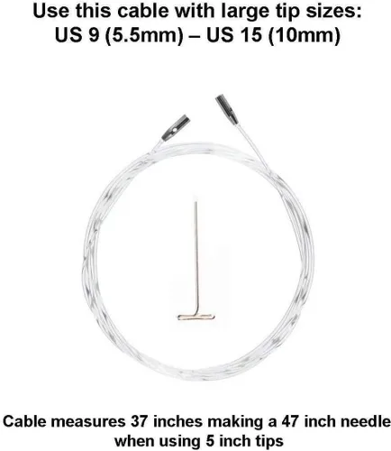 Vista 2 de ChiaoGoo Cable giratorio de bambú grande de 37 pulgadas (37.0 in) se adapta a US 9, 10, 10.5, 11, 13, 15 puntas de aguja de tejer intercambiables