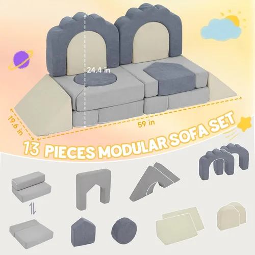 Vista 2 de 13 Piezas Bloques de Escalada de Espuma para Niños Pequeños de 1-3 Años Juego Suave de Escalada Floral para Niños para Interiores, Juguetes