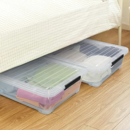Vista 5 de Morcte Cajas de almacenamiento de plástico de 40 cuartos de galón, contenedor de almacenamiento de plástico transparente debajo de la cama
