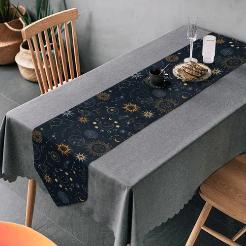 Vista 11 de Camino de mesa de baloncesto deportivo para cocina, comedor, fiesta, vacaciones, boda, decoración del hogar, interior y exterior, 13 x 70 pulgadas