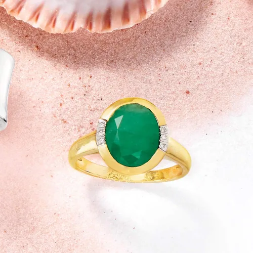 Vista 5 de Ross-Simons 3.00 Carat Emerald Ring With Diamond Accents in 14kt Yellow Gold