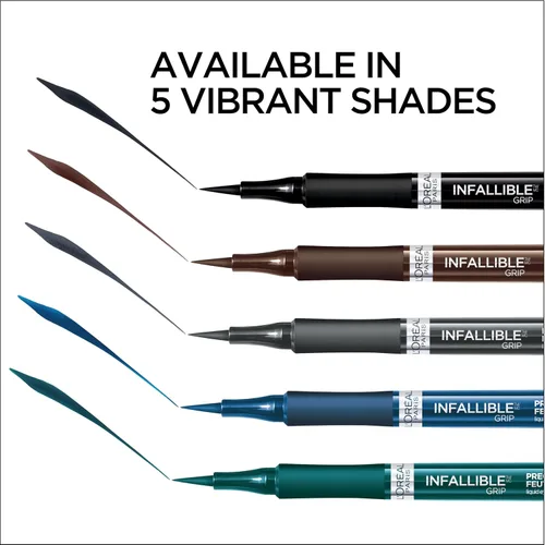 Vista 4 de L'Oreal Paris Cosmetics Makeup Infallible Grip Delineador de ojos de fieltro de precisión, resistente a las manchas, delineador de ojos impermeable