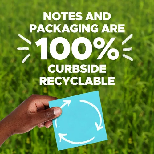 Vista 7 de Post-it - Notas superadhesivas de papel 100% reciclado, 3 x 3 pulgadas, 24 blocs, 70 hojas por bloc, pasteles Wanderlust, suministros de regreso a