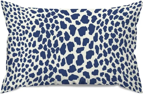 Vista 6 de ArogGeld Funda de almohada de lino azul con estampado de leopardo, diseño de vaca, diseño de animales de granja, color azul marino, guepardo