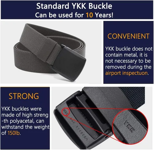 Vista 10 de LionVII Cinturones elásticos para hombre con hebilla de plástico sin metal para deportes de trabajo, fácil de recortar para adaptarse a cintura