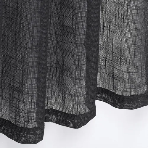 Vista 3 de Juego de 3 cortinas de lino con textura para ventana de cocina y cafetería, 24 pulgadas de largo, color negro