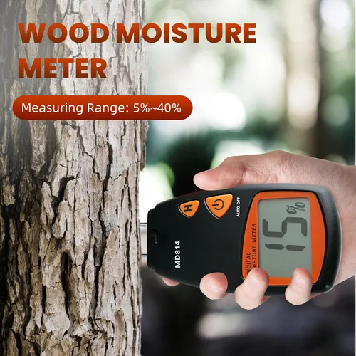 Vista 2 de Medidor digital de humedad de madera de 4 pines medidor de humedad preciso para madera de mano probador de humedad con pantalla LCD para madera