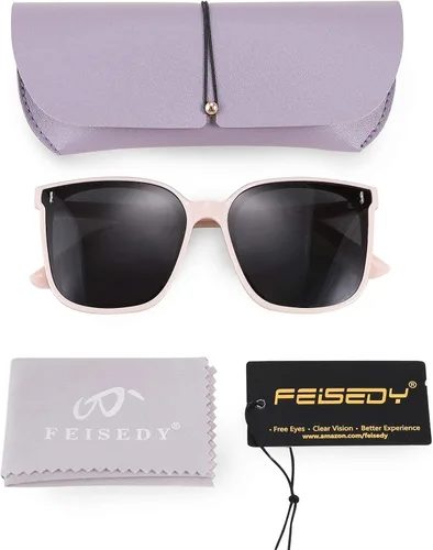 Vista 7 de FEISEDY Gafas de sol polarizadas vintage de gran tamaño para mujer, cuadradas, lindas, modernas, clásicas, simples, B2758