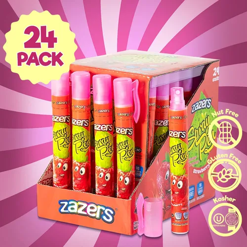 Vista 3 de Pen Spray - Caramelo líquido - Paquete de 24 unidades de sabor a fresa, sin gluten, sin colorantes añadidos, caramelo kosher novedoso, 0.7 fl oz