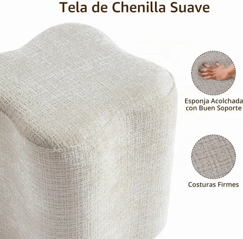 Vista 3 de Get Set Style Otomana con forma de flores de 14.4 pulgadas, moderno taburete otomano de felpilla para sala de estar, cómodo puf extra para sentarse