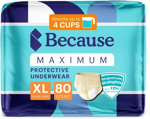 Vista 22 de Because Discreet Maximum Adult Incontinence & posparto ropa interior para mujer, alta absorción, desechable, absorbe hasta 4 tazas, beige