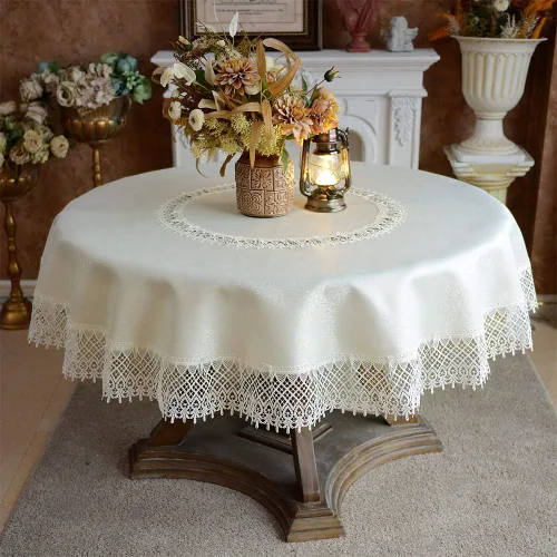 Vista 9 de ARTABLE Mantel redondo de encaje rústico macramé bordado manteles de mesa para cosecha, decoración de aparador, granja, cocina y hogar