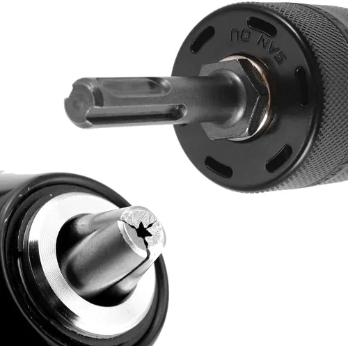 Vista 2 de Adaptador sin llave SDS-Plus profesional de 0.079-0.512 in y 1/2 pulgadas con portabrocas