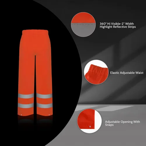 Vista 24 de TCCFCCT Chaqueta de lluvia de alta visibilidad para hombre, impermeable, abrigo de lluvia de alta visibilidad para hombres y mujeres con capucha