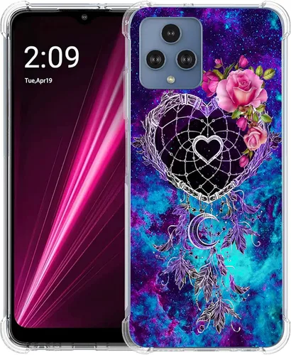 Vista 19 de Revvl 6 5G - Funda protectora de poliuretano termoplástico resistente a los arañazos y a prueba de golpes con diseño de mandala de pavo real