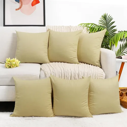 Vista 14 de Coddsmz Paquete de 6 fundas de almohada decorativas 100% algodón, fundas de cojín cuadradas de Navidad sólidas para el hogar, cama, sofá, día