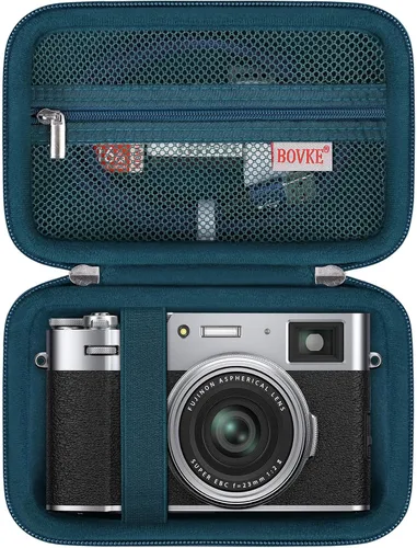 Vista 8 de BOVKE Funda de transporte para cámara digital Fujifilm X100VI / X100V / X-E5, bolsillo de malla adicional para accesorios de cámara Fuji, cables