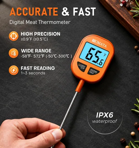 Vista 3 de BOMATA Digital Food Thermometer, IPX6 Waterproof, 1-3 Sec Fast Read