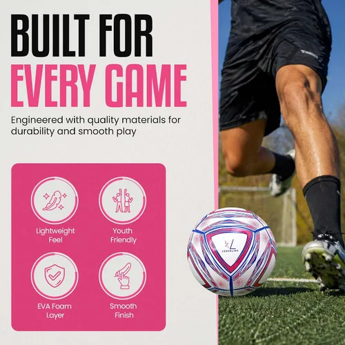 Vista 5 de Soccer Ball Size 4 for Youth & Adult Azul y rosa