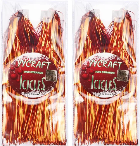Vista 6 de YYCRAFT Icicles Tinsel 3000 Strand, Negro