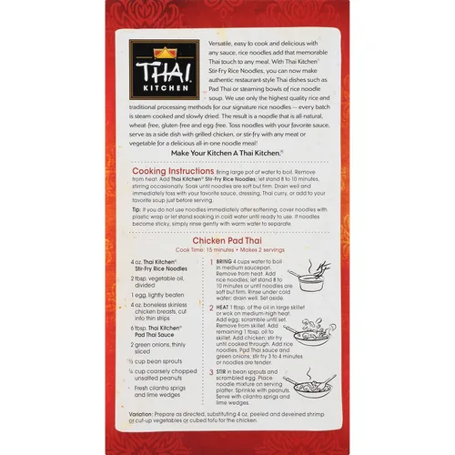 Vista 21 de Thai Kitchen Fideos de arroz salteados, sin gluten, sin OMG, dos ingredientes, cocción rápida, para Pad Thai y otros platos salteados, 14 onzas