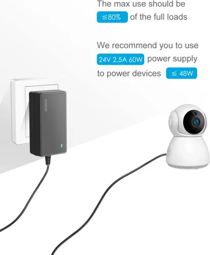 Vista 7 de ALITOVE Fuente de alimentación de 24V CC 2.5A 60W Transformador de 24 voltios Adaptador de corriente CA 4.92 pies 2500mA 2A Convertidor de CA a CC