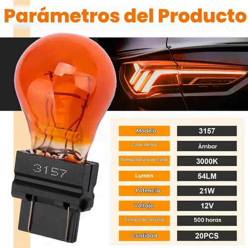 Vista 2 de ecocstm 20 bombillas traseras 3157, bombilla de freno en miniatura 4157, bombilla de señal de giro 3157 4157 impermeable, repuesto para camión, SUV