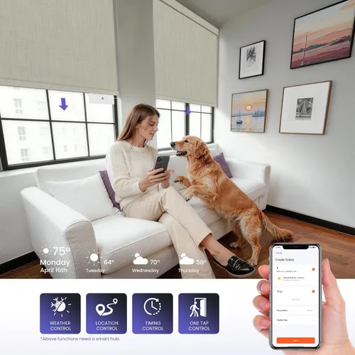 Vista 4 de Persianas enrollables opacas motorizadas inteligentes, con control remoto eléctrico, inalámbricas, fáciles de instalar, sueño silencioso y hogares
