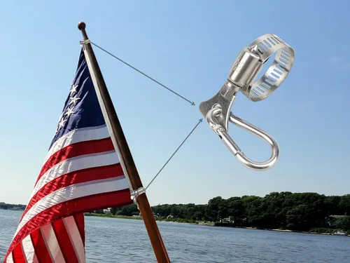 Vista 5 de Buraku Clips de bandera con mosquetón, clips para poste de bandera de acero inoxidable para barco, bicicleta, vehículo, camión, ATV, UTV, casa
