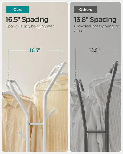 Vista 3 de SONGMICS Perchero de ropa de doble barra para colgar ropa con ruedas, perchero de ropa, marco de metal, 220 libras máx. carga total, 40.7 pulgadas