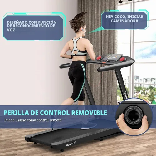 Vista 6 de Goplus Caminadora plegable de 4.75 HP con 15% de inclinación automática, caminadora eléctrica Superfit con control de voz y aplicación, 20 programas