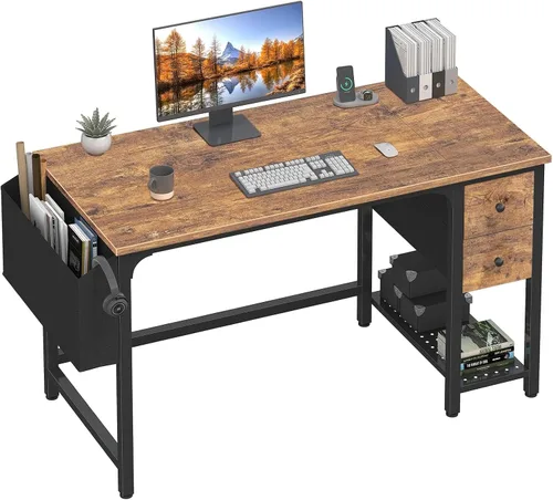 Vista 12 de Lufeiya Escritorio para computadora con cajones de tela, escritorio de juegos reversible de 40 pulgadas para espacios pequeños, oficina en casa