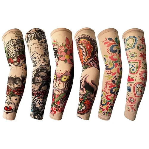 Vista 9 de Yariew, 6 Mangas de Tatúes Temporales, Conjunto de 6 Mangas de Tatúes de Arte Temporal, Falso, Despegable, Color 1, 1 Manga de tatuaje para mujer