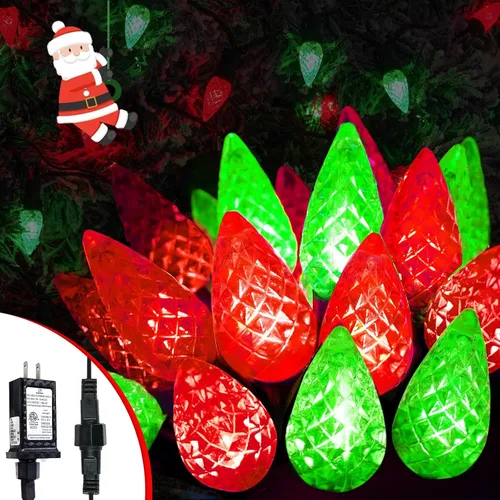 Vista 12 de Guirnalda de 240 luces LED C6 de 78 pies, luces de Navidad súper largas para exteriores e interiores con 13 modos y temporizador, luz parpadeante