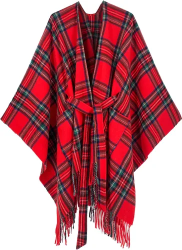 Vista 11 de Moss Rose Chal de viaje para mujer, capa tipo poncho de frente abierto para otoño e invierno