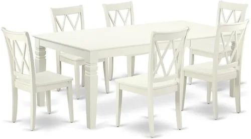 Vista 16 de East West Furniture LGCL7-BLK-W - Juego de mesa de comedor de 7 piezas que consta de una mesa de comedor rectangular con hojas de mariposa y 6 Negro