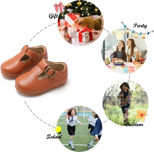 Vista 5 de Felix & Flora Zapatos de vestir planos Oxfords para niña pequeña, zapatos de princesa Mary Jane para fiesta escolar, zapatos de fiesta