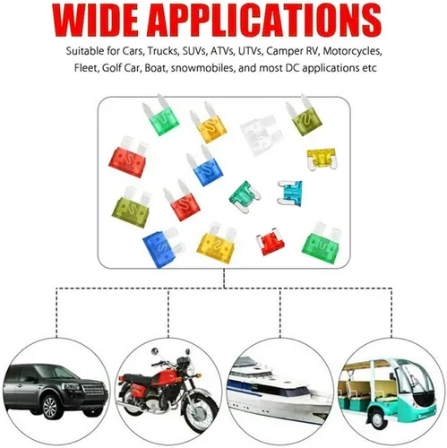 Vista 5 de Juego surtido de 24 fusibles de cuchilla de automóvil, fusibles de repuesto para automóviles, mini fusibles de hoja de perfil bajo para automóvil