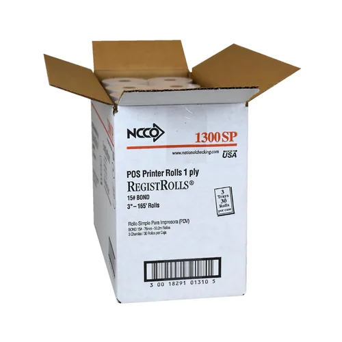 Vista 9 de National Checking 1300SP 165 pies de largo x 3 pulgadas de ancho, 1 capa Bond blanco registro (caja de 30)
