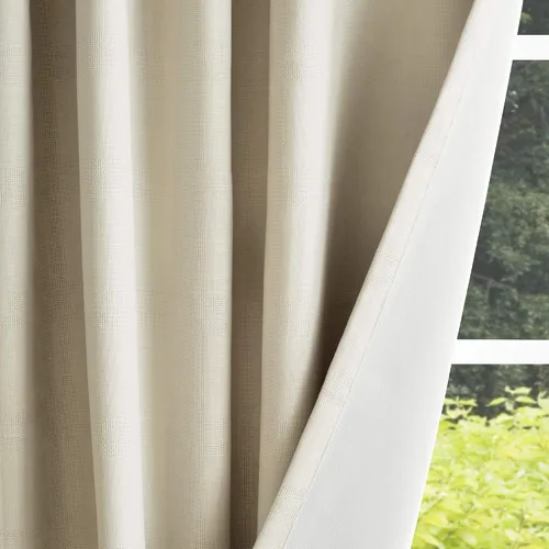 Vista 5 de Martha Stewart Bedford - Par de paneles de cortinas opacas con pestaña trasera, 95 pulgadas, lino