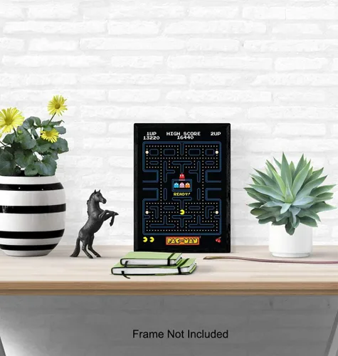 Vista 4 de YELLOWBIRD ART & DESIGN Pacman - Póster de juego de arcade, decoración de pared de 8 x 10 pulgadas, regalo único y genial para niños, hombres