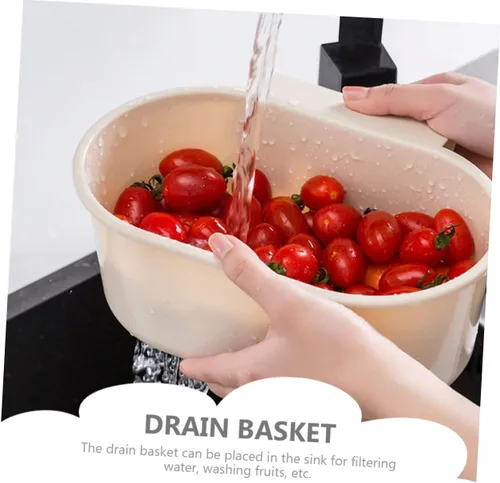 Vista 7 de BESTonZON Cesta colgante para fregadero de cocina, filtro de esponja de plástico, cesta de colador de colador, cesta de fregadero de cocina, soporte